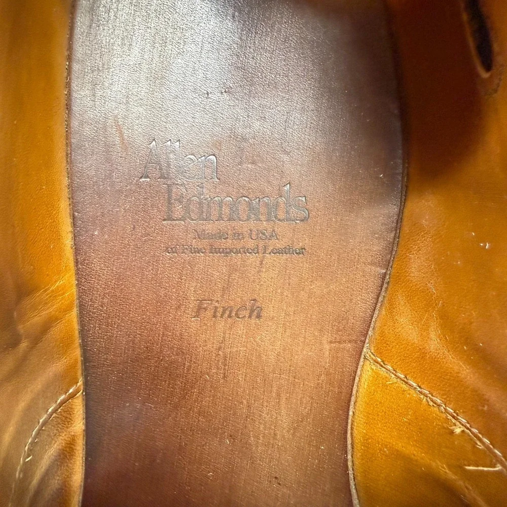 ALLEN EDMONDS Finch Oxfords Saddle Leather Mens 10.5 E Walnut Business Casual